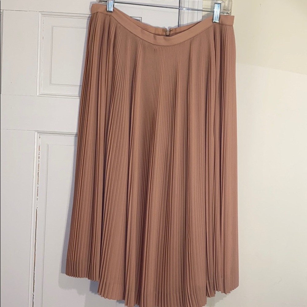 J.CREW blush pink micro pleated midi A-line skirt